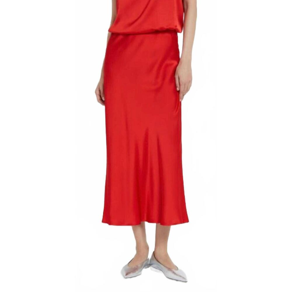 NEW OTTOD'AME satin slip skirt in red